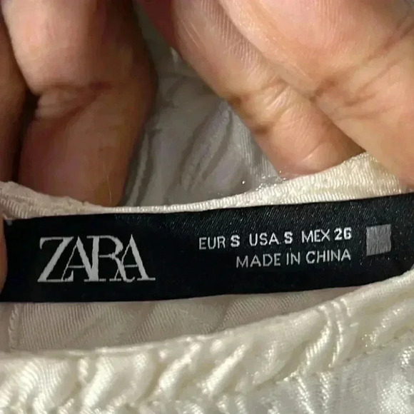 ZARA Voluminous Flounce Textured Floral Detail Mini Dress Size S - Picture 10 of 11